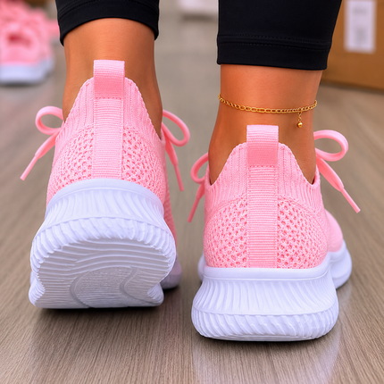 Women  Lightweight Running Shoes with Lace Pink