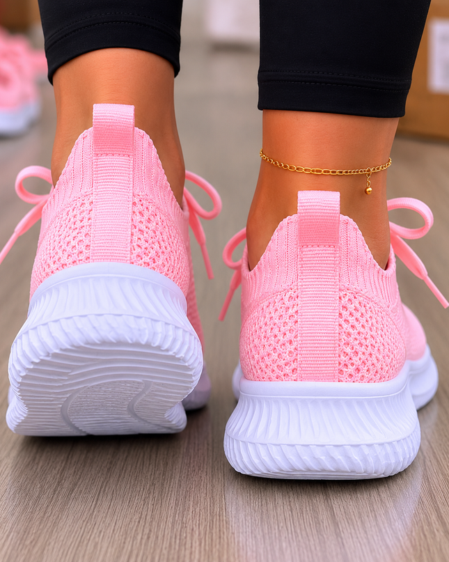 Women  Lightweight Running Shoes with Lace Pink