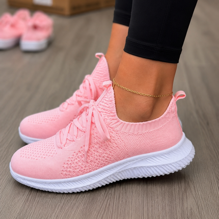 Women  Lightweight Running Shoes with Lace Pink
