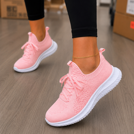 Women  Lightweight Running Shoes with Lace Pink