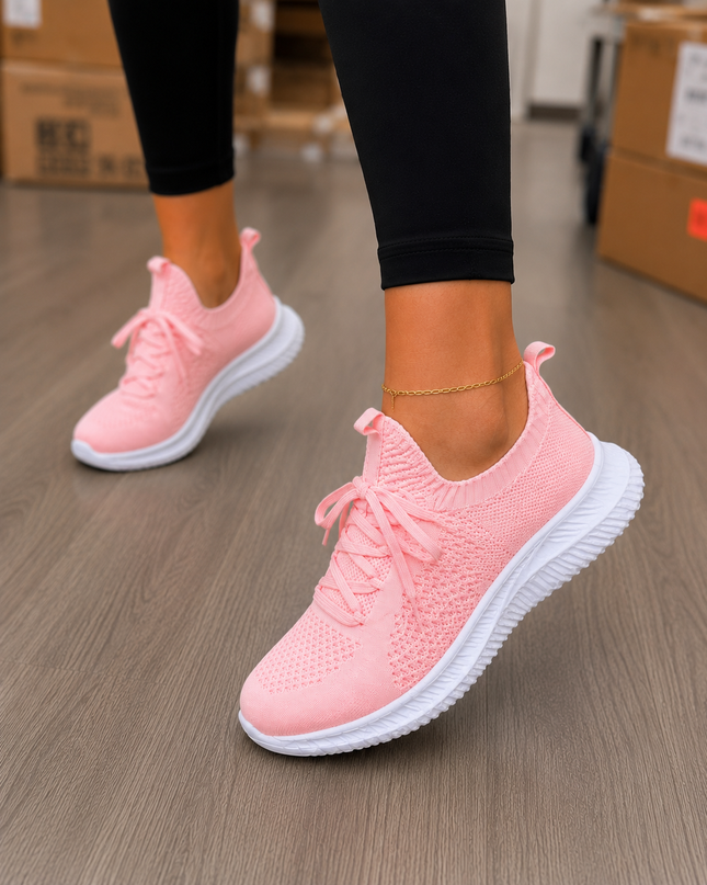 Women  Lightweight Running Shoes with Lace Pink