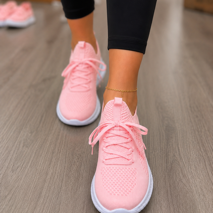 Women  Lightweight Running Shoes with Lace Pink
