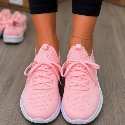 Women  Lightweight Running Shoes with Lace Pink