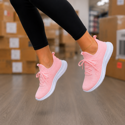 Women  Lightweight Running Shoes with Lace Pink
