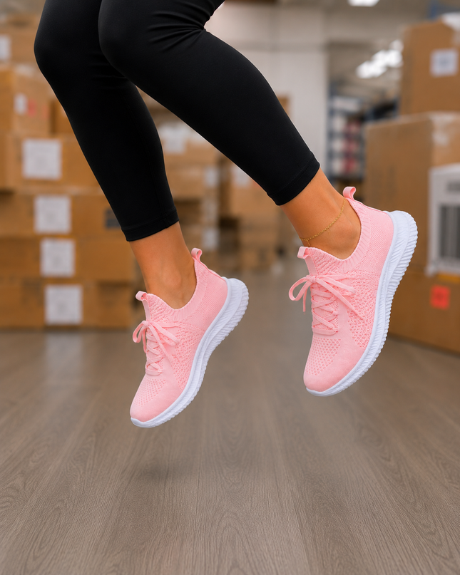 Women  Lightweight Running Shoes with Lace Pink