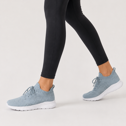 Light Grey Women Running Shoes with Lace Up