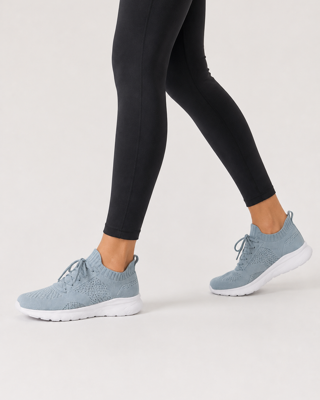 Light Grey Women Running Shoes with Lace Up