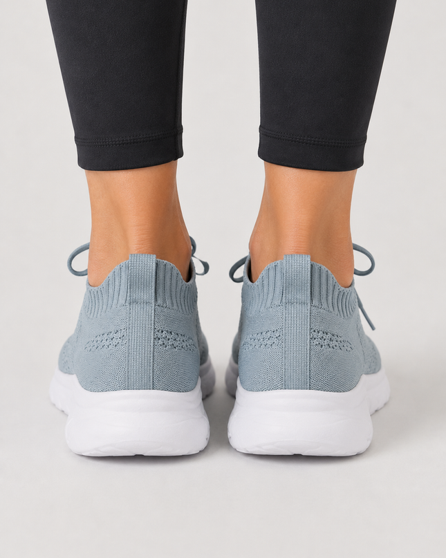 Light Grey Women Running Shoes with Lace Up