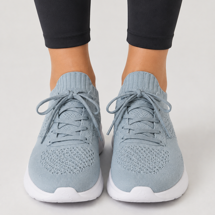 Light Grey Women Running Shoes with Lace Up