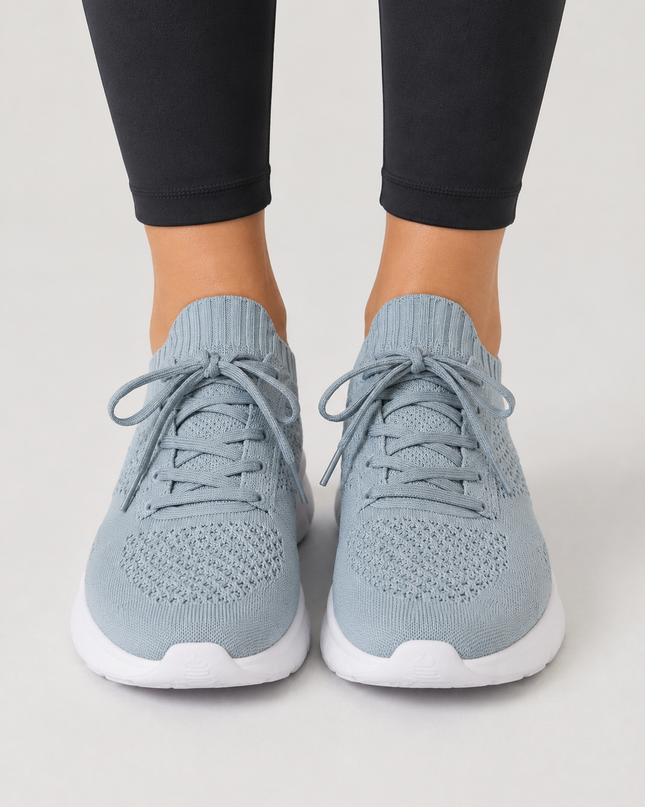 Light Grey Women Running Shoes with Lace Up