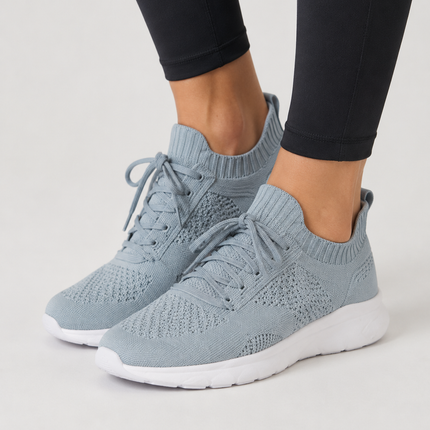 Light Grey Women Running Shoes with Lace Up