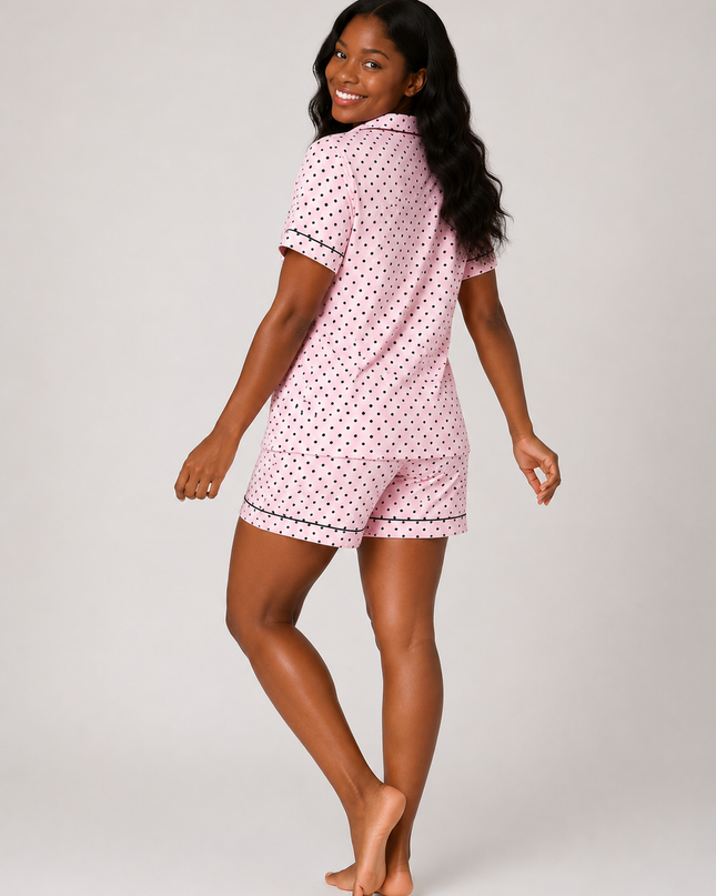 Pocker Dot Short-Sleeve  Pajamas Set