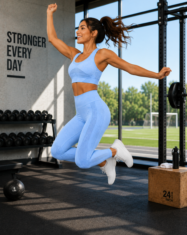 Active Wear Top And Pant Set Blue