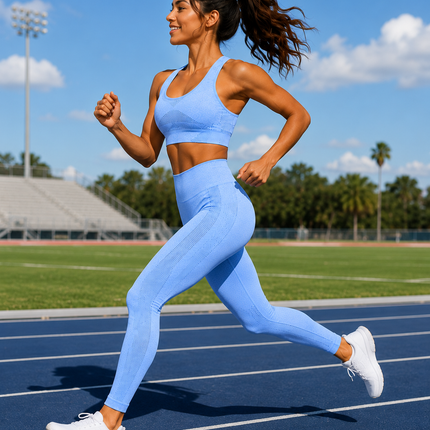 Active Wear Top And Pant Set Blue