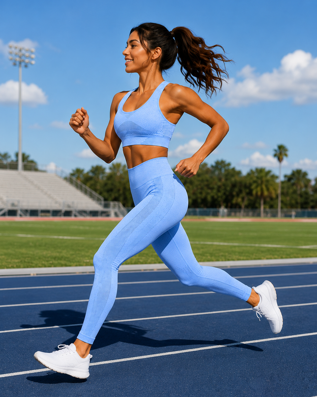 Active Wear Top And Pant Set Blue