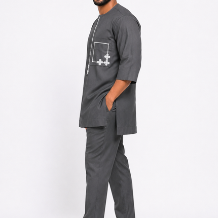 Men's African Senator Design With Cream