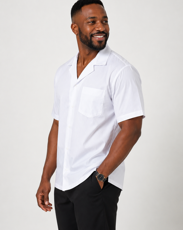 Men's White Short Sleeve Top