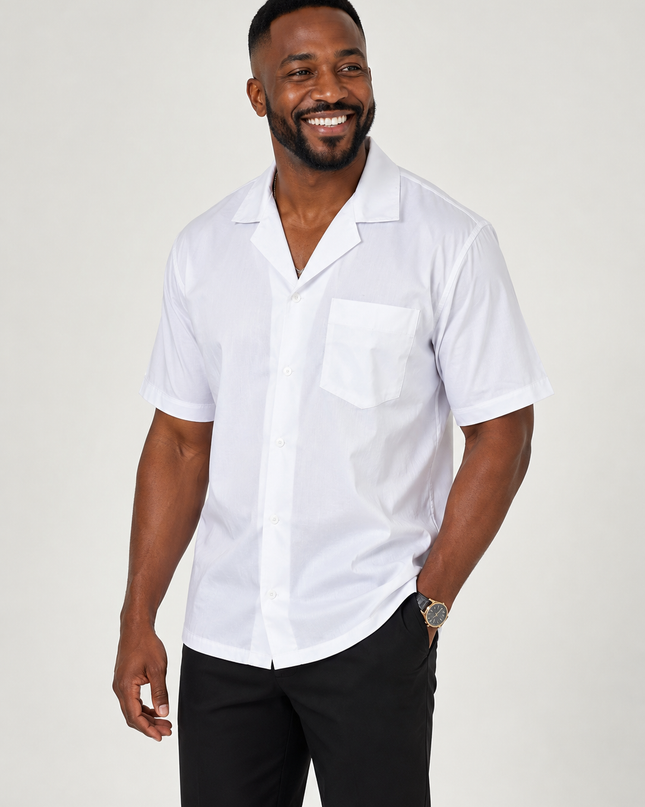 Men's White Short Sleeve Top