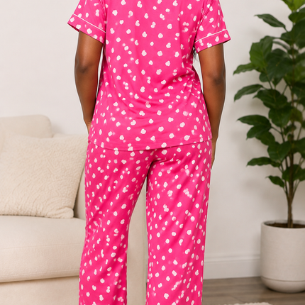 Hot Pink Short-Sleeve  Pajamas Set