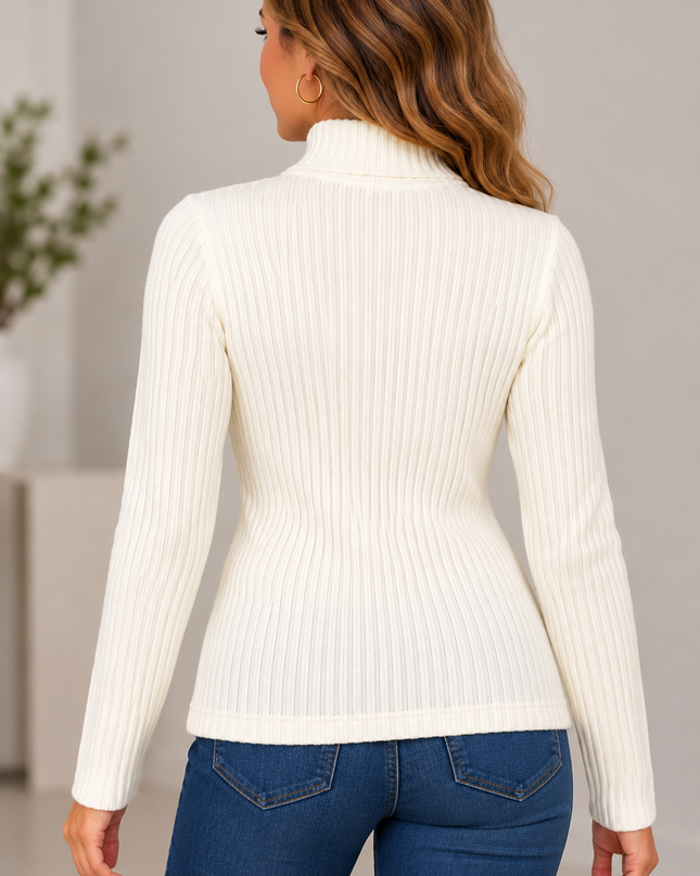 Women’s Ribbed Mock Neck Long-Sleeve Top