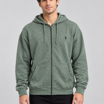 Men’s Pacific Polo Club Full-Zip Hoodie – Heather Green