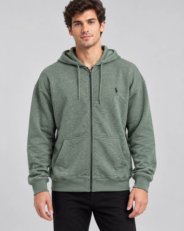 Men’s Pacific Polo Club Full-Zip Hoodie – Heather Green