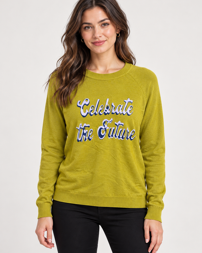 Women's Teal Celebrate the Future Knit Sweater
