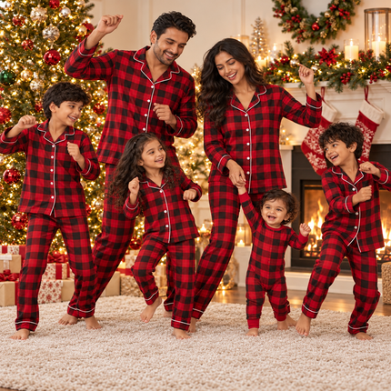 Matching Family Christmas Pajamas – Red &amp Black Buffalo Plaid | 100% Cotton