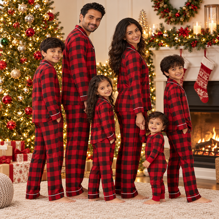 Matching Family Christmas Pajamas – Red &amp Black Buffalo Plaid | 100% Cotton
