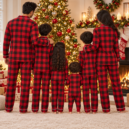 Matching Family Christmas Pajamas – Red &amp Black Buffalo Plaid | 100% Cotton
