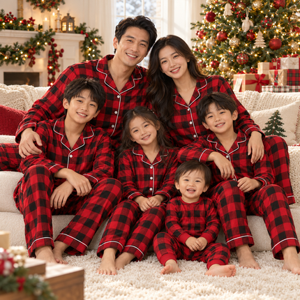 Matching Family Christmas Pajamas – Red &amp Black Buffalo Plaid | 100% Cotton