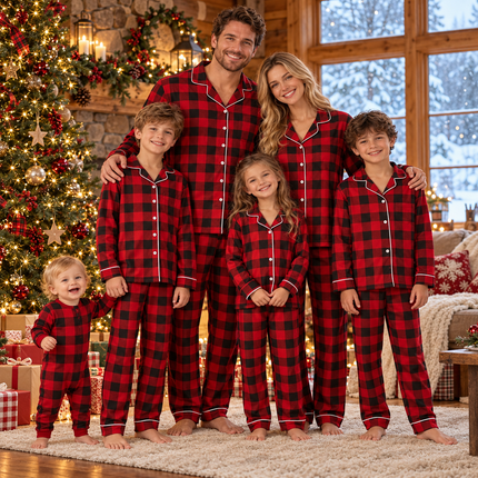 Matching Family Christmas Pajamas – Red &amp Black Buffalo Plaid | 100% Cotton