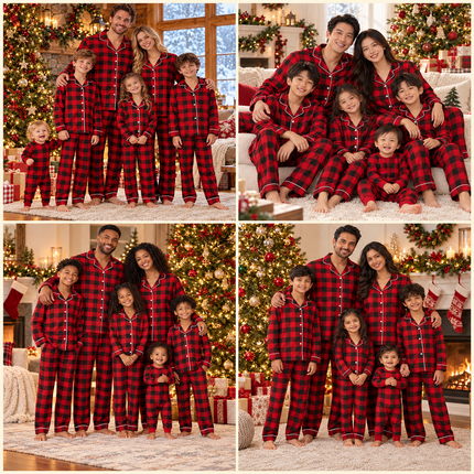 Matching Family Christmas Pajamas – Red &amp Black Buffalo Plaid | 100% Cotton