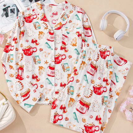 White Christmas  Long Sleeve Shirt  Pajama Set