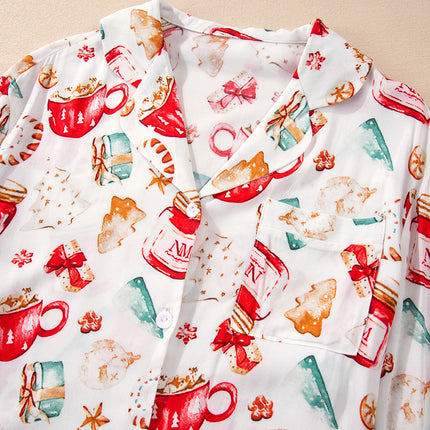 White Christmas  Long Sleeve Shirt  Pajama Set