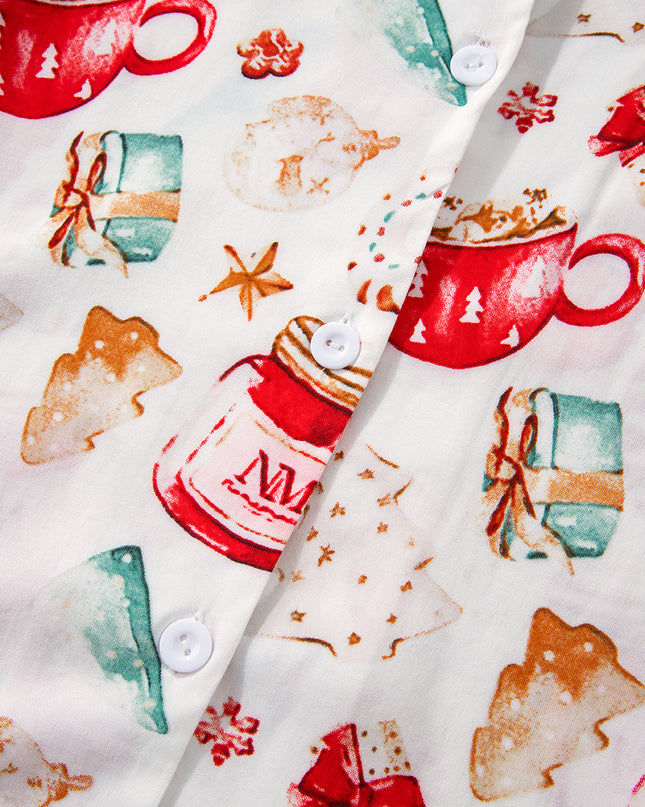 White Christmas  Long Sleeve Shirt  Pajama Set