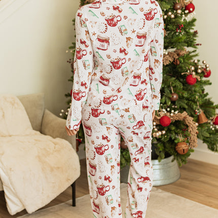 White Christmas  Long Sleeve Shirt  Pajama Set