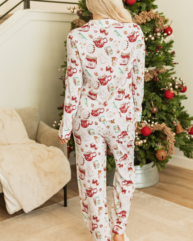 White Christmas  Long Sleeve Shirt  Pajama Set