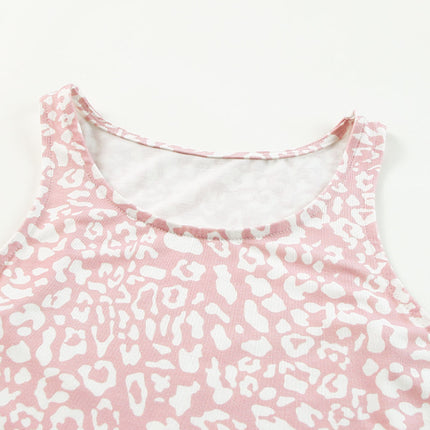 Pink Leopard Print Pocketed Sleeveless Maxi Dress