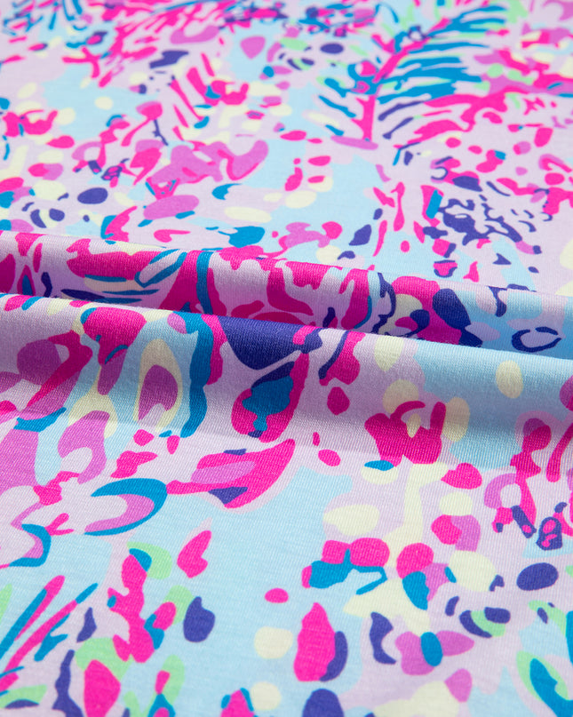 Purple Abstract Floral Print Sleeveless Maxi Dress