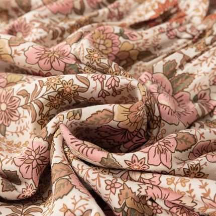 Apricot Floral Tassel Drawstring V Neck Dress