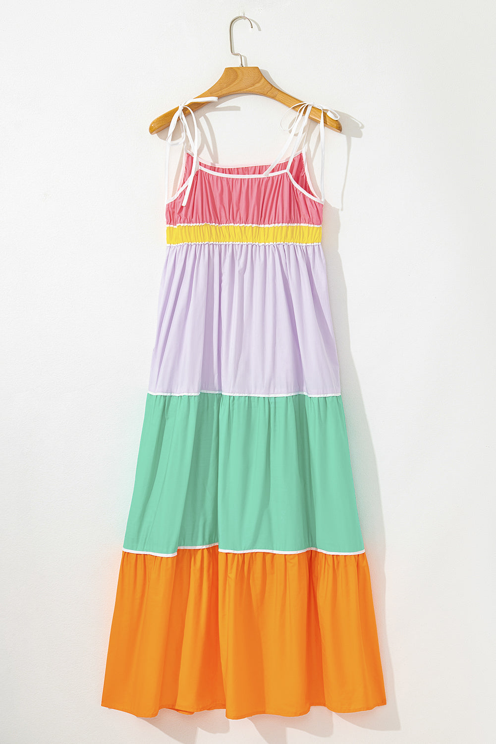 Multi-colour Self-tie Straps High Waist  Maxi Dress