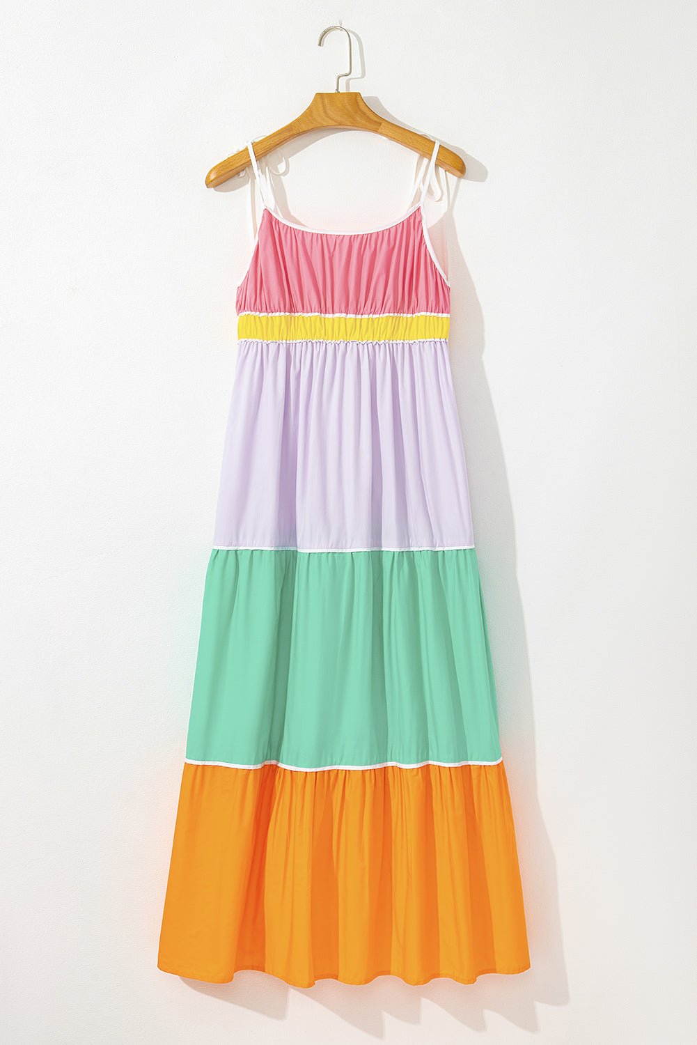 Multi-colour Self-tie Straps High Waist  Maxi Dress