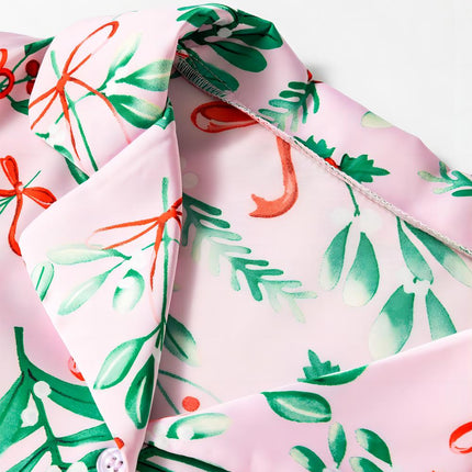 Pink Christmas Berries Satin Pajamas Set
