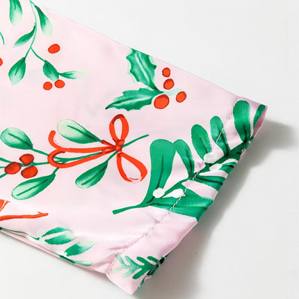 Pink Christmas Berries Satin Pajamas Set