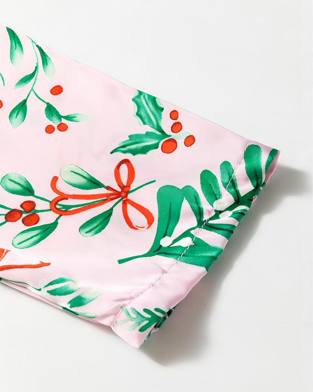 Pink Christmas Berries Satin Pajamas Set