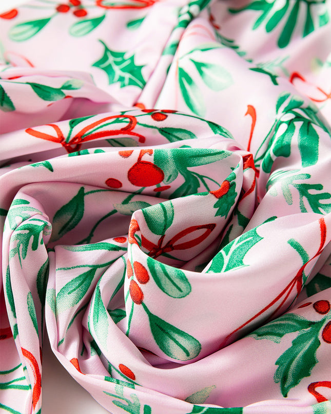 Pink Christmas Berries Satin Pajamas Set