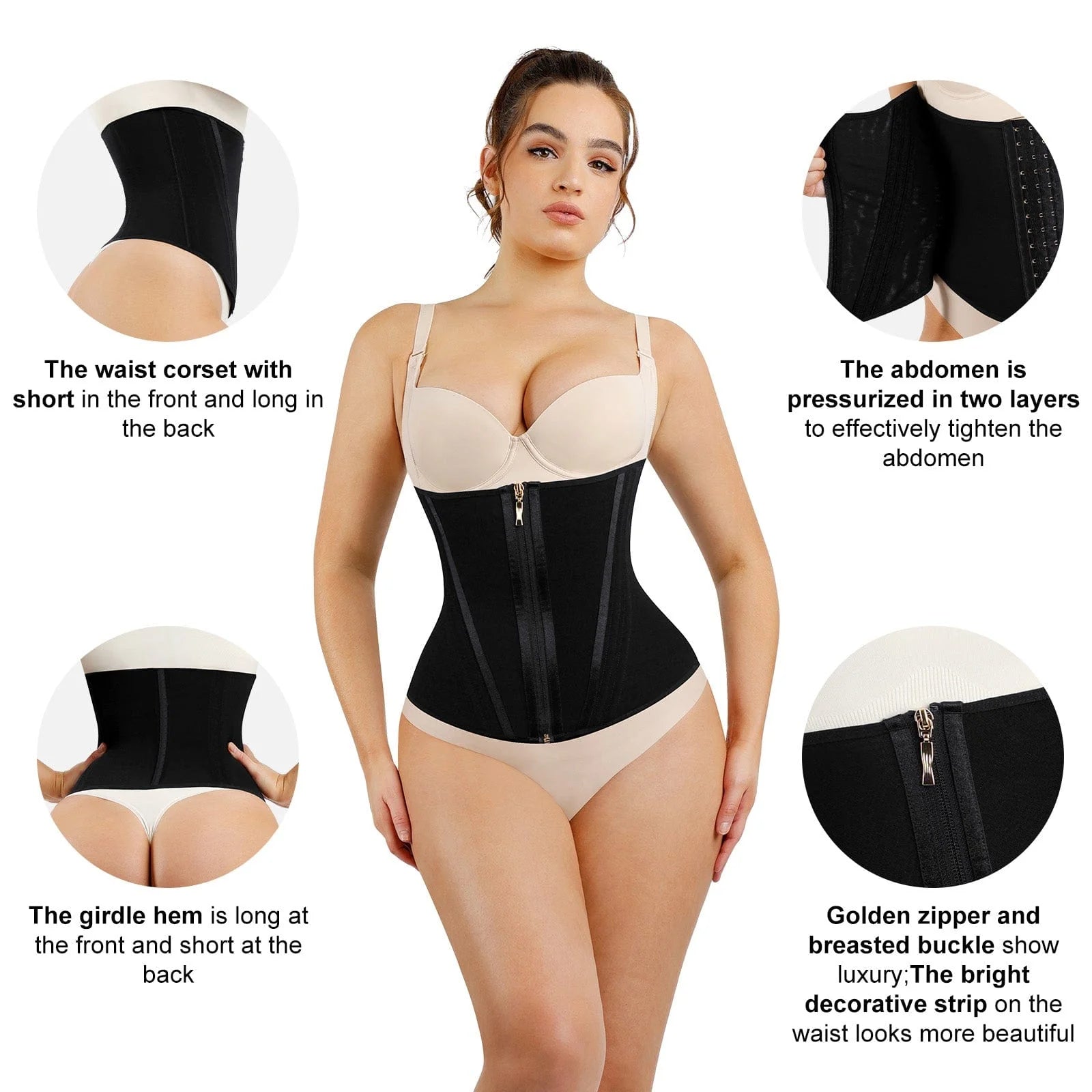 High Compression 15 Built-in Steel Bone Tummy Control Waist Trainer