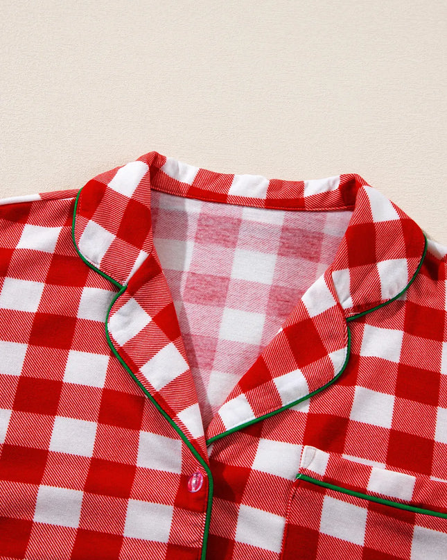 Fiery Red Christmas Plaid Pajama Set