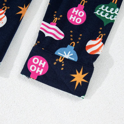 Navy Blue Christmas Lights Pajama Set